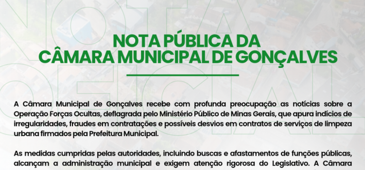 NOTA PÚBLICA DA CÂMARA MUNICIPAL DE GONÇALVES