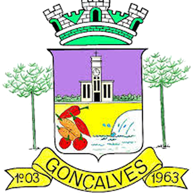 Brasão do Muncípio de Gonçalves com a inscrição: Câmara Municipal de Gonçalves